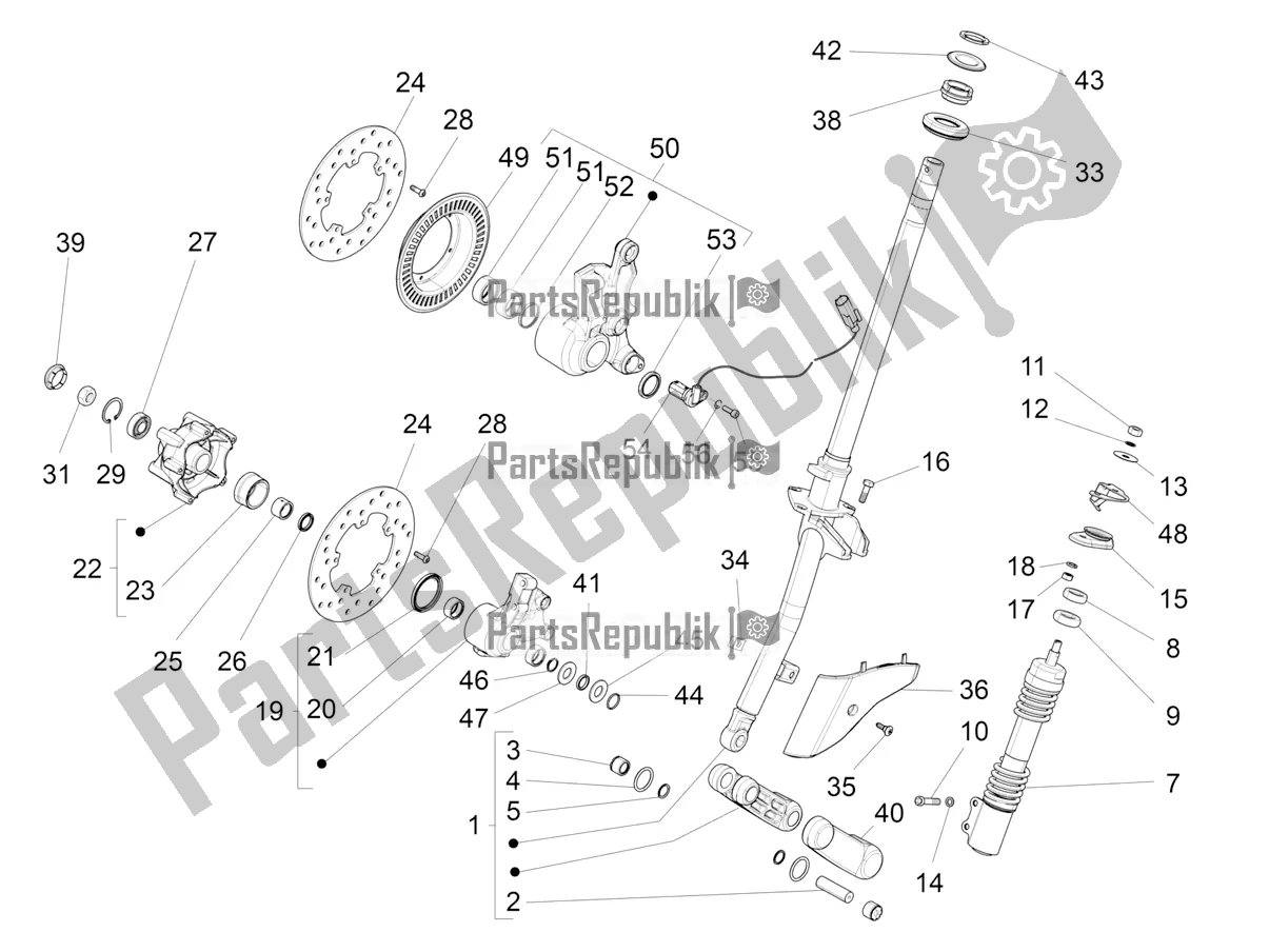 Toutes les pièces pour le Fourche / Tube De Direction - Palier De Direction du Vespa VX-VXL-SXL 150 4T 3V Apac 2021