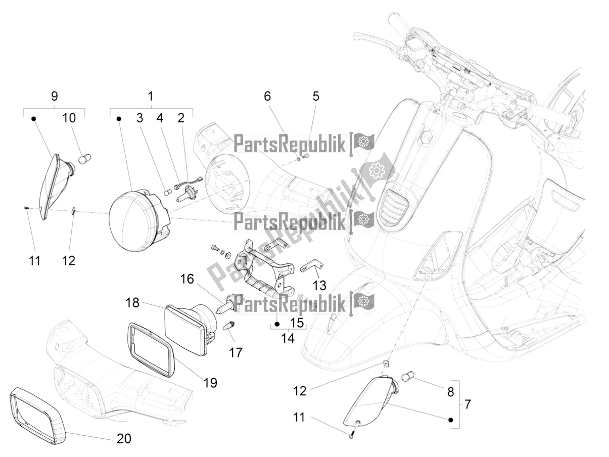 Toutes les pièces pour le Phares Avant - Clignotants du Vespa VX-VXL-SXL 150 4T 3V Apac 2021