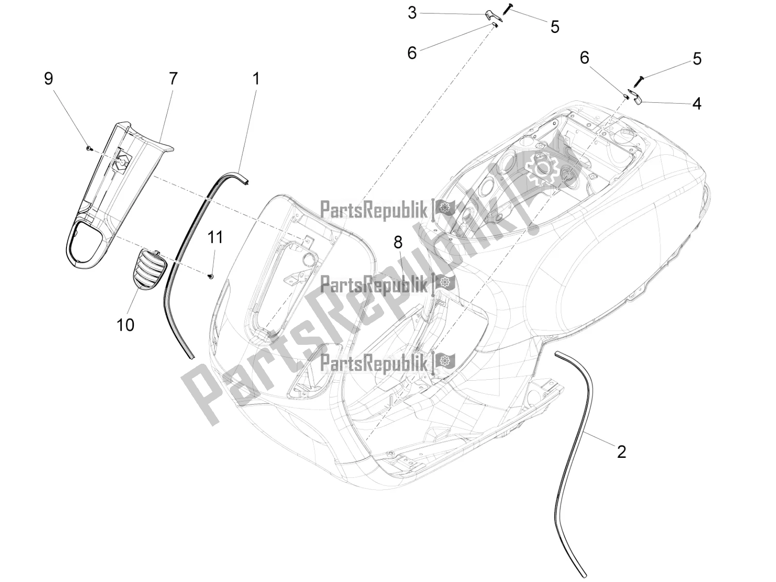 Toutes les pièces pour le Bouclier Avant du Vespa VX-VXL-SXL 150 4T 3V Apac 2021