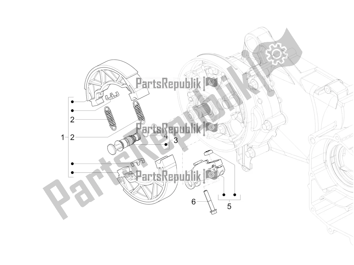 All parts for the Rear Brake - Brake Jaw of the Vespa VX-VXL-SXL 150 4T 3V Apac 2021