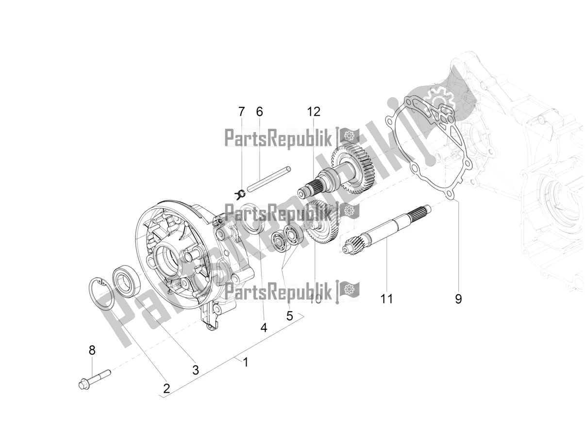 All parts for the Reduction Unit of the Vespa VX-VXL-SXL 150 4T 3V Apac 2021