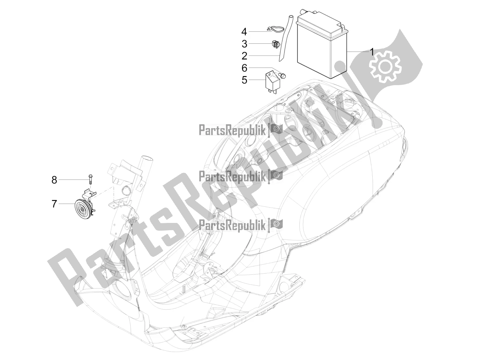 All parts for the Remote Control Switches - Battery - Horn of the Vespa VX-VXL-SXL 150 4T 3V Apac 2021