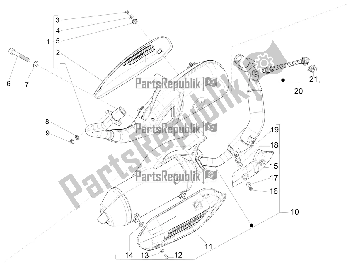 Toutes les pièces pour le Silencieux du Vespa VX-VXL-SXL 150 4T 3V Apac 2021