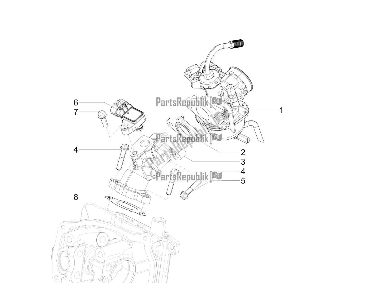 All parts for the Carburettor, Assembly - Union Pipe of the Vespa VX-VXL-SXL 150 4T 3V Apac 2022