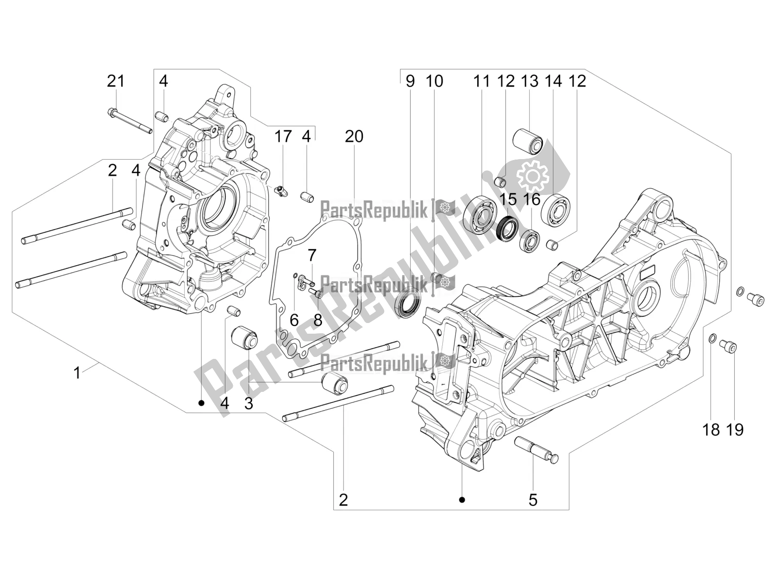 Toutes les pièces pour le Carter du Vespa VX-VXL-SXL 150 4T 3V Apac 2022