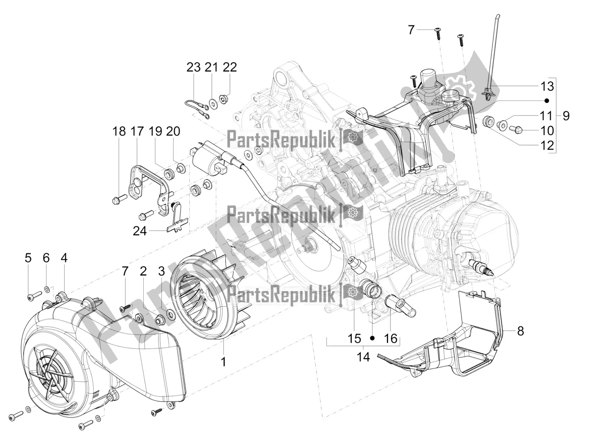 Toutes les pièces pour le Couvercle Magnéto Volant - Filtre à Huile du Vespa VX-VXL-SXL 150 4T 3V Apac 2022