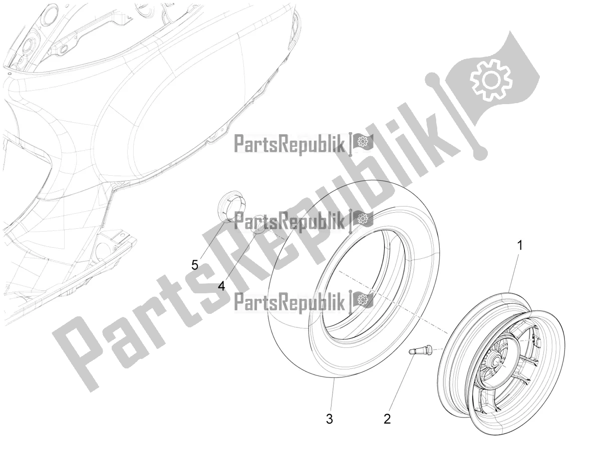 Todas as partes de Roda Traseira do Vespa VX-VXL-SXL 150 4T 3V Apac 2022