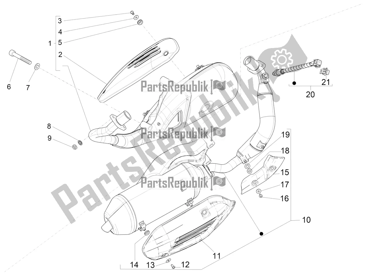 All parts for the Silencer of the Vespa VX-VXL-SXL 150 4T 3V Apac 2022