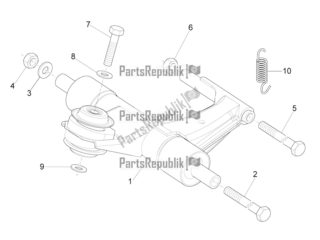 All parts for the Swinging Arm of the Vespa VX-VXL-SXL 150 4T 3V Apac 2022