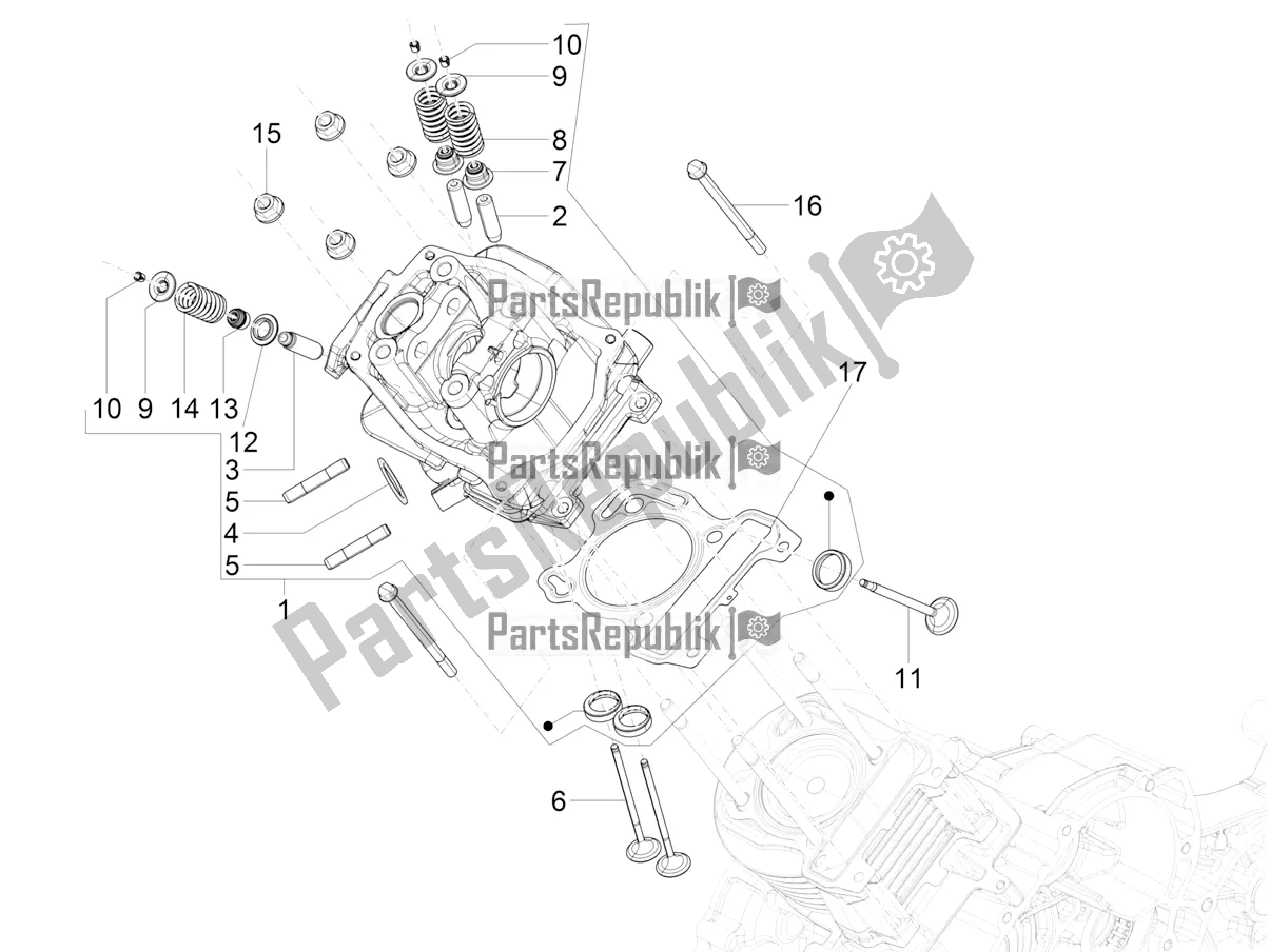 All parts for the Cylinder Head Unit - Valve of the Vespa VXL 125 4T 3V Apac 2018