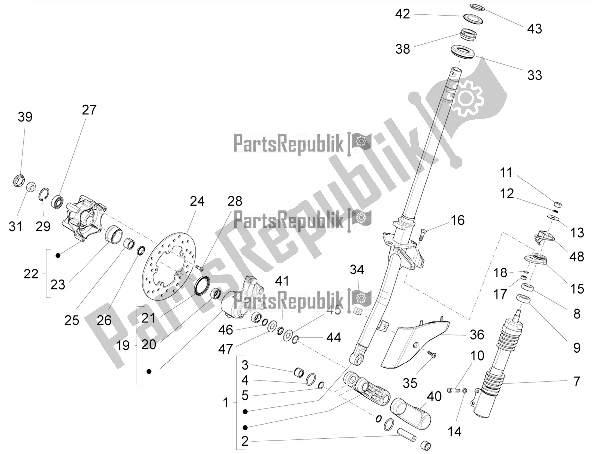 Toutes les pièces pour le Fourche / Tube De Direction - Palier De Direction du Vespa VXL 125 4T 3V Apac 2018