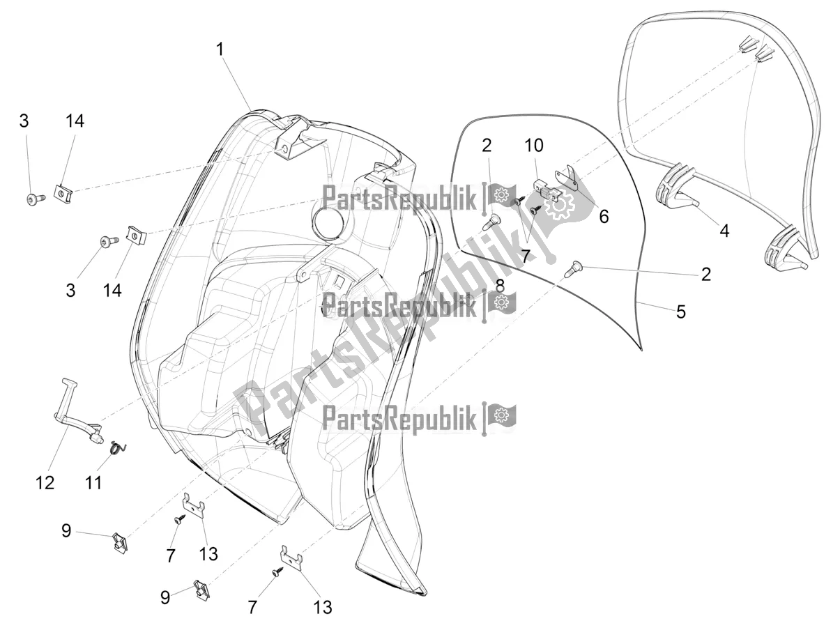 All parts for the Front Glove-box - Knee-guard Panel of the Vespa VXL 125 4T 3V Apac 2018