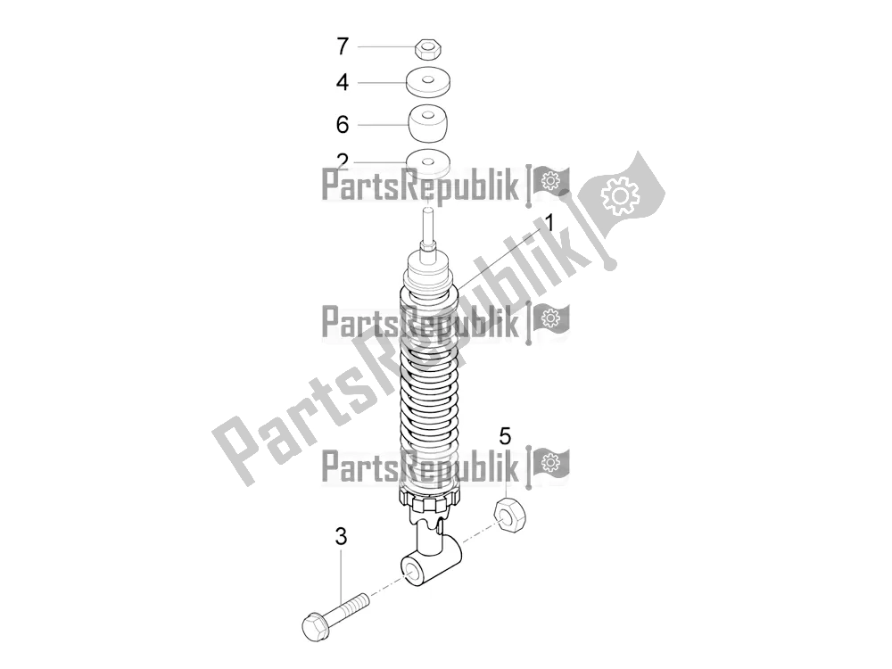 Todas las partes para Suspensión Trasera - Amortiguador / S de Vespa VXL 125 4T 3V Apac 2018