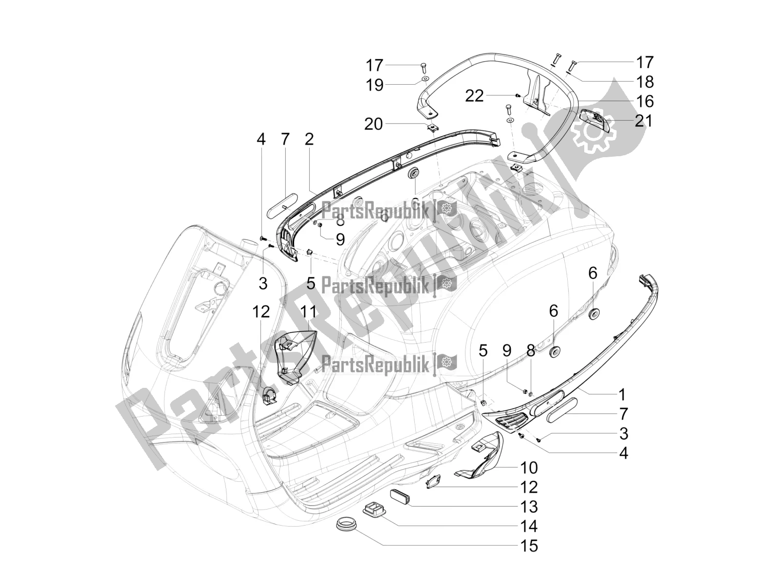 All parts for the Side Cover - Spoiler of the Vespa VXL 125 4T 3V Apac 2018