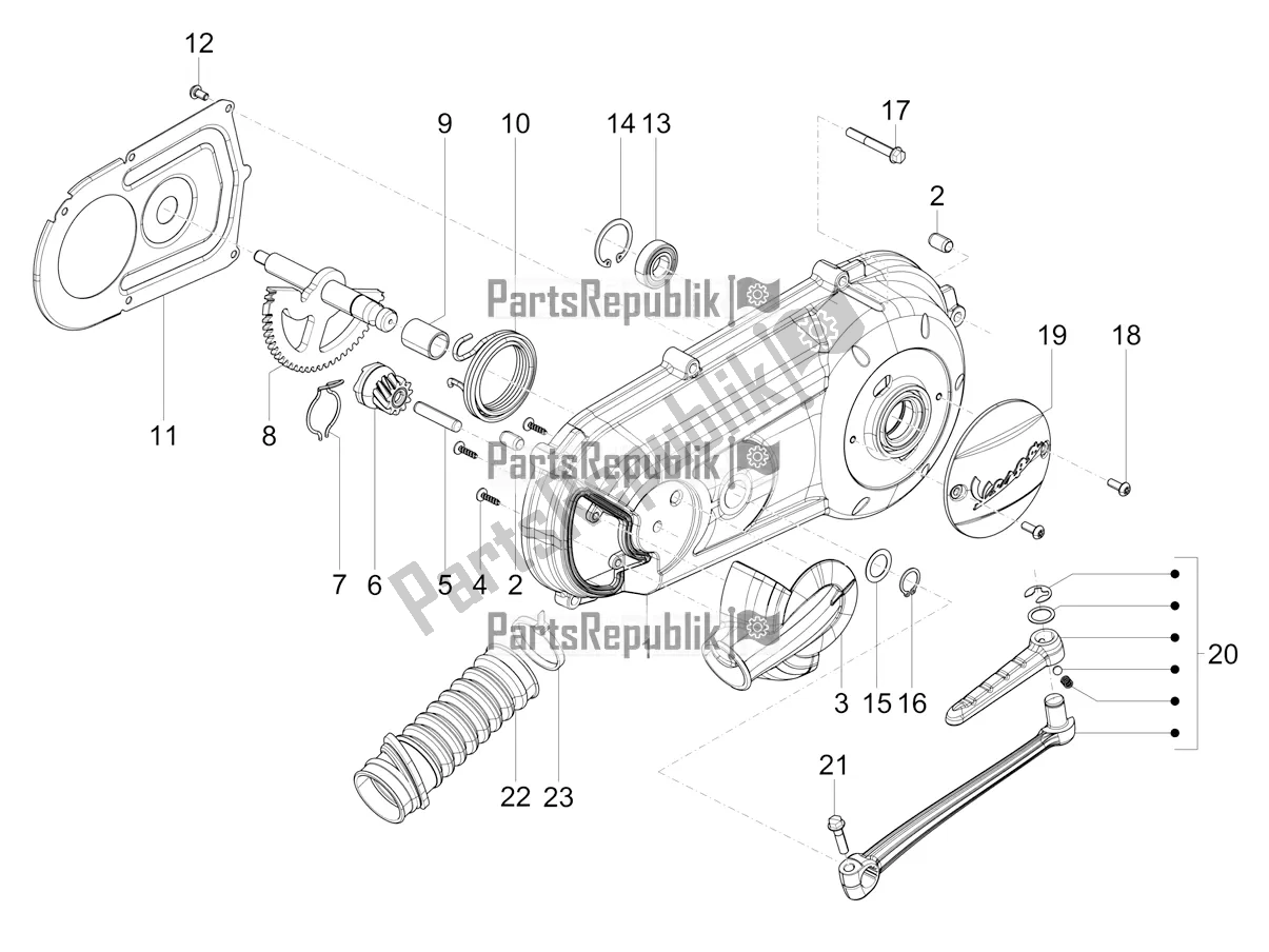 All parts for the Crankcase Cover - Crankcase Cooling of the Vespa VXL 125 4T 3V Apac 2019