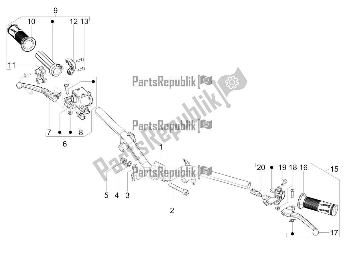 All parts for the Handlebars - Master Cil. Of the Vespa VXL 125 4T 3V Apac 2019