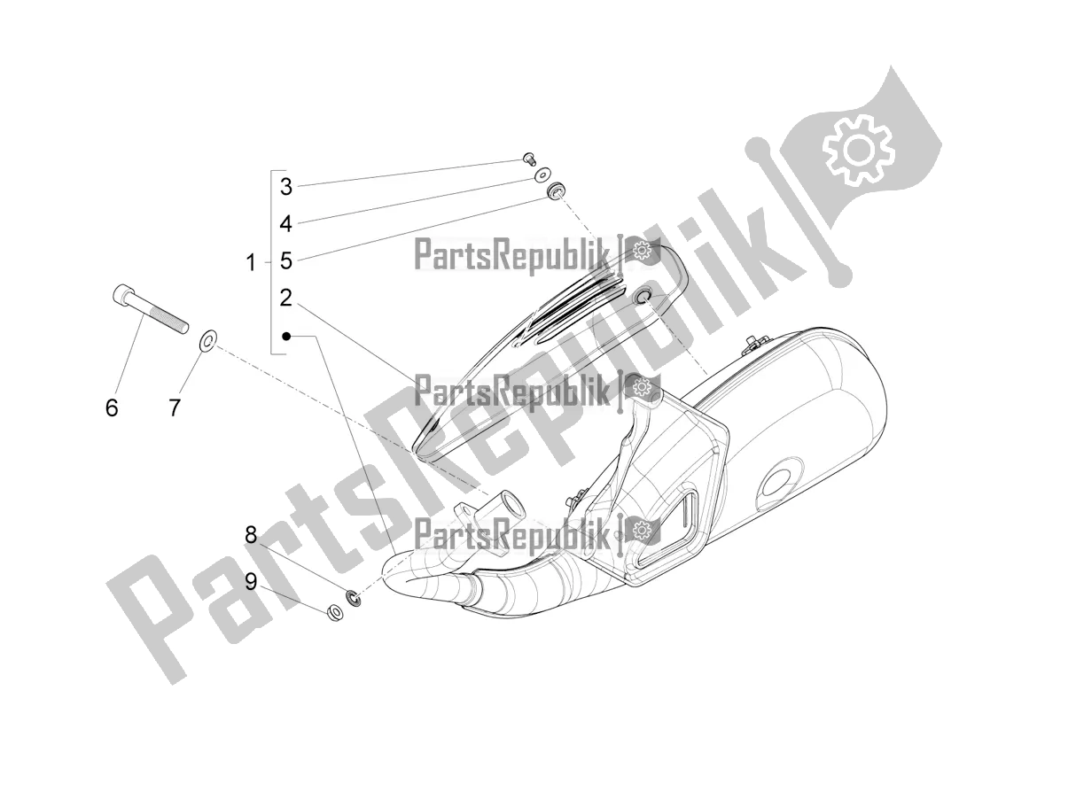 All parts for the Silencer of the Vespa VXL 125 4T 3V Apac 2019