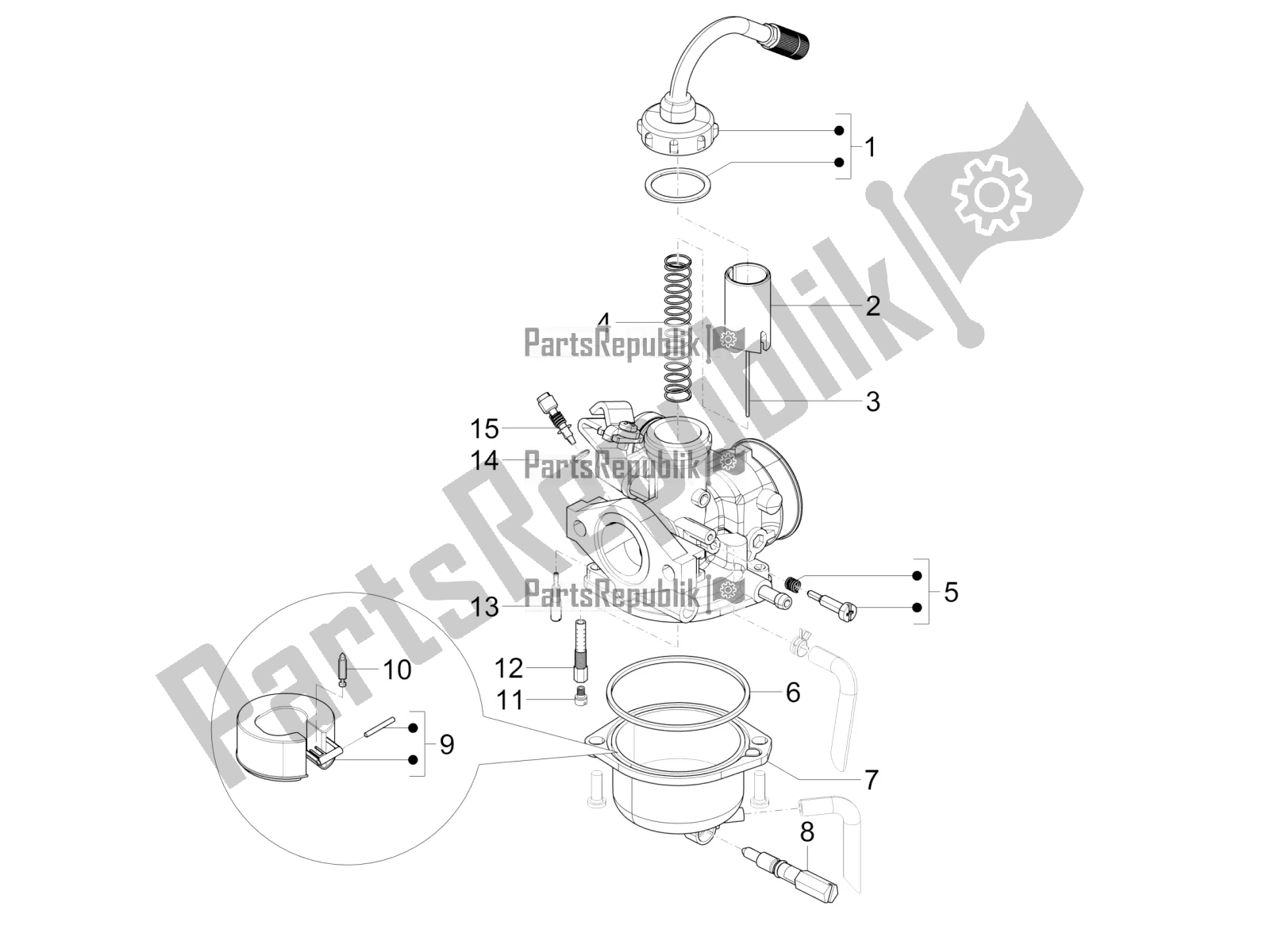 Todas las partes para Componentes Del Carburador de Vespa VXL 125 4T 3V Apac 2020