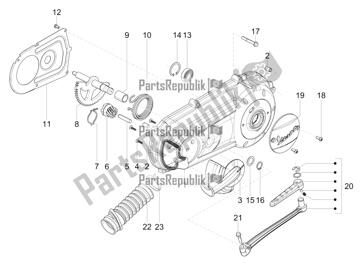 Toutes les pièces pour le Couvercle De Carter - Refroidissement Du Carter du Vespa VXL 125 4T 3V Apac 2020