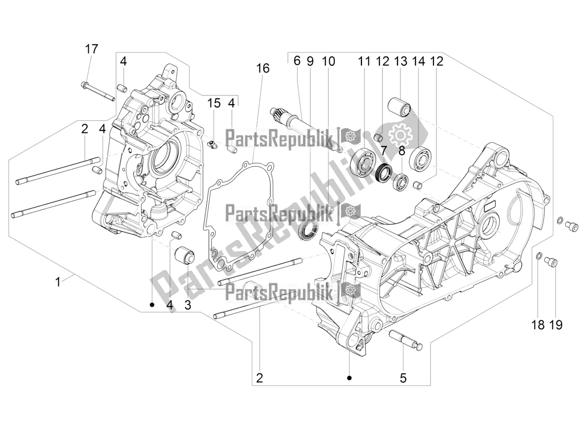 Toutes les pièces pour le Carter du Vespa VXL 125 4T 3V Apac 2020