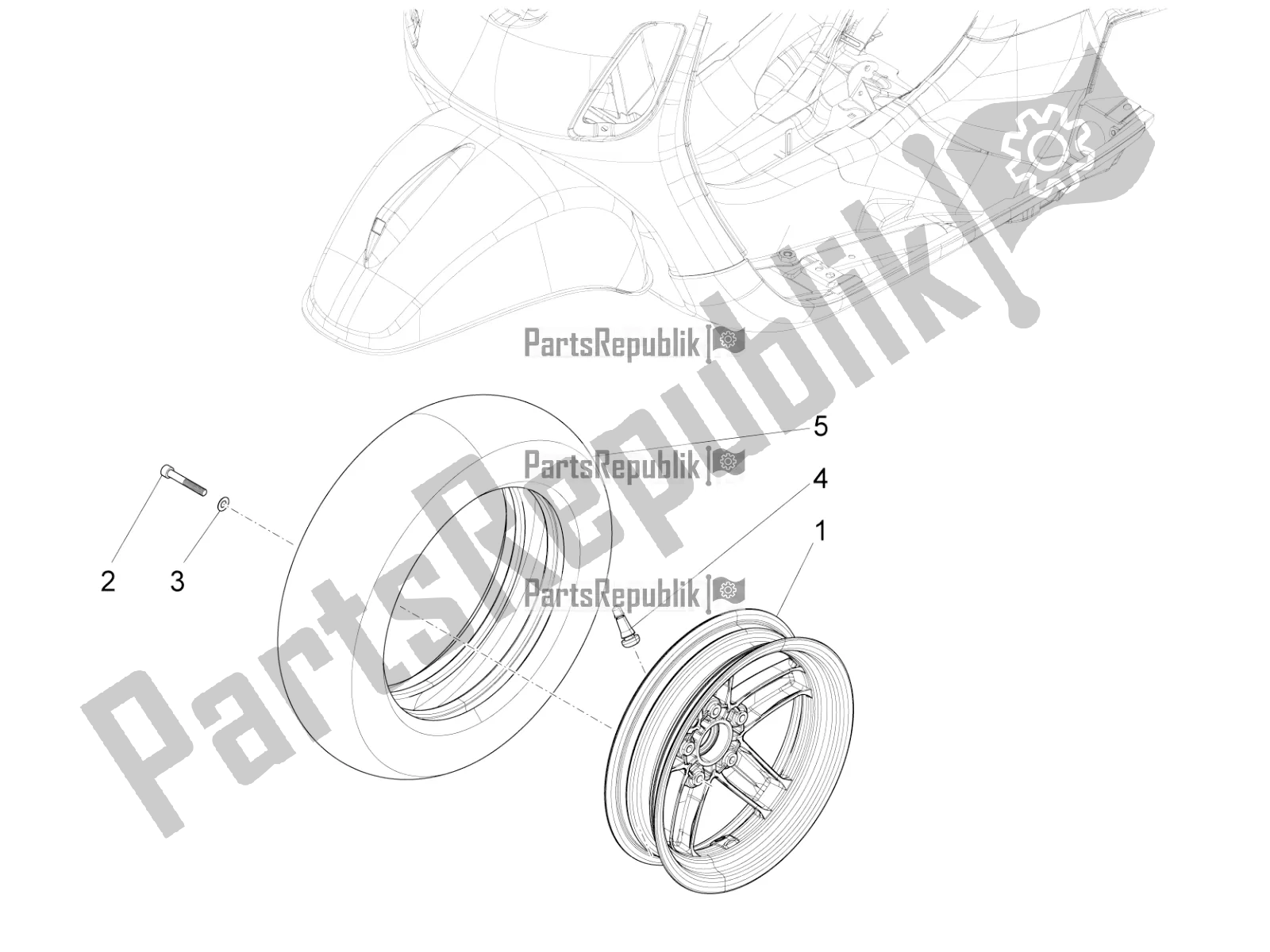 Toutes les pièces pour le Roue Avant du Vespa VXL 125 4T 3V Apac 2020