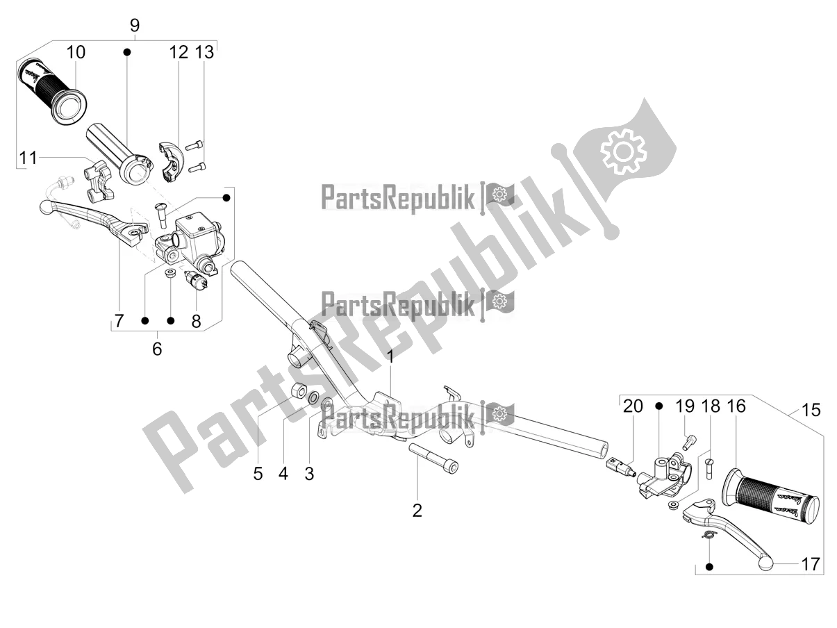 All parts for the Handlebars - Master Cil. Of the Vespa VXL 125 4T 3V Apac 2020