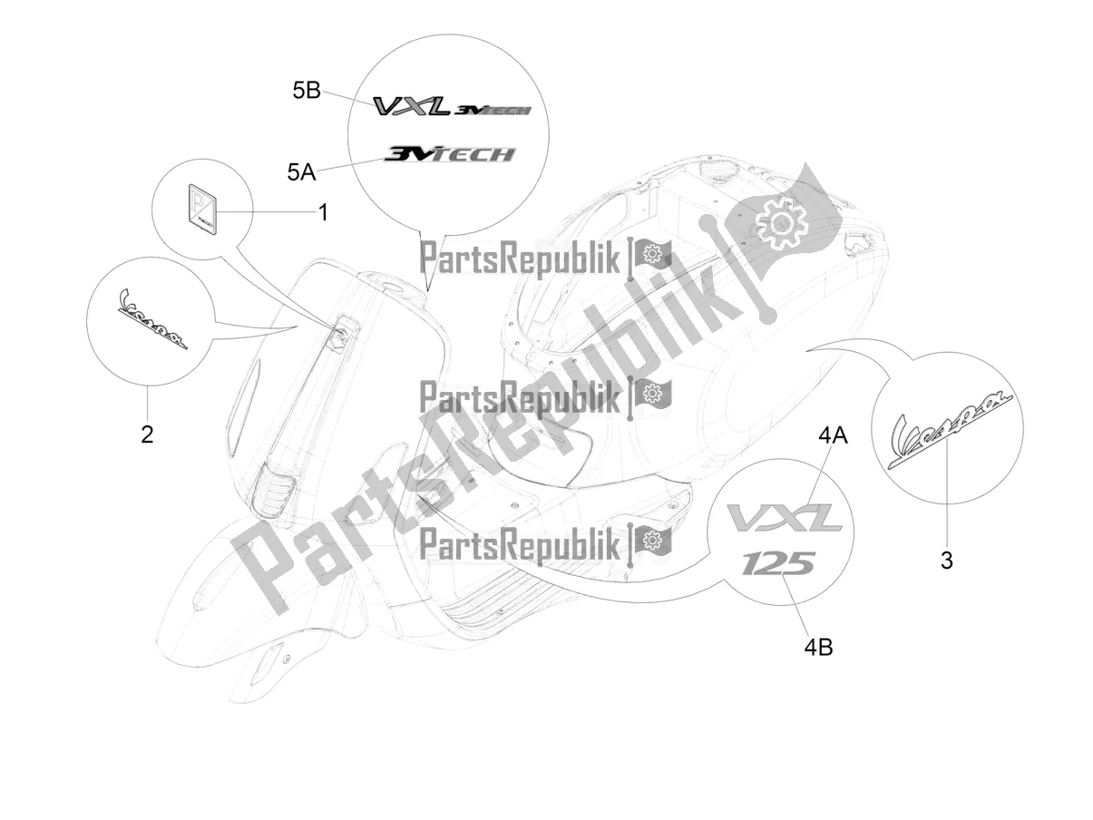 Toutes les pièces pour le Plaques - Emblèmes du Vespa VXL 125 4T 3V Apac 2020