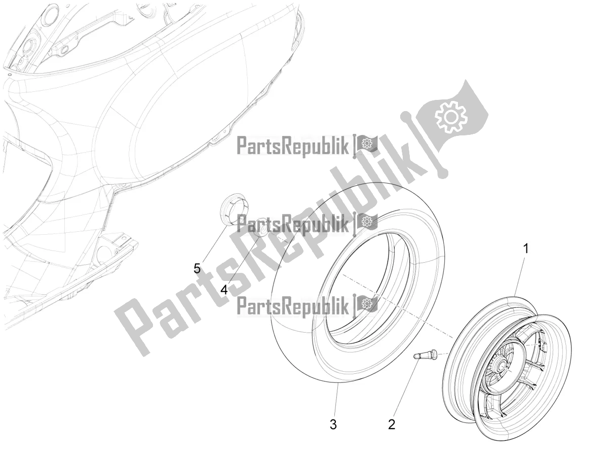 Toutes les pièces pour le Roue Arrière du Vespa VXL 125 4T 3V Apac 2020