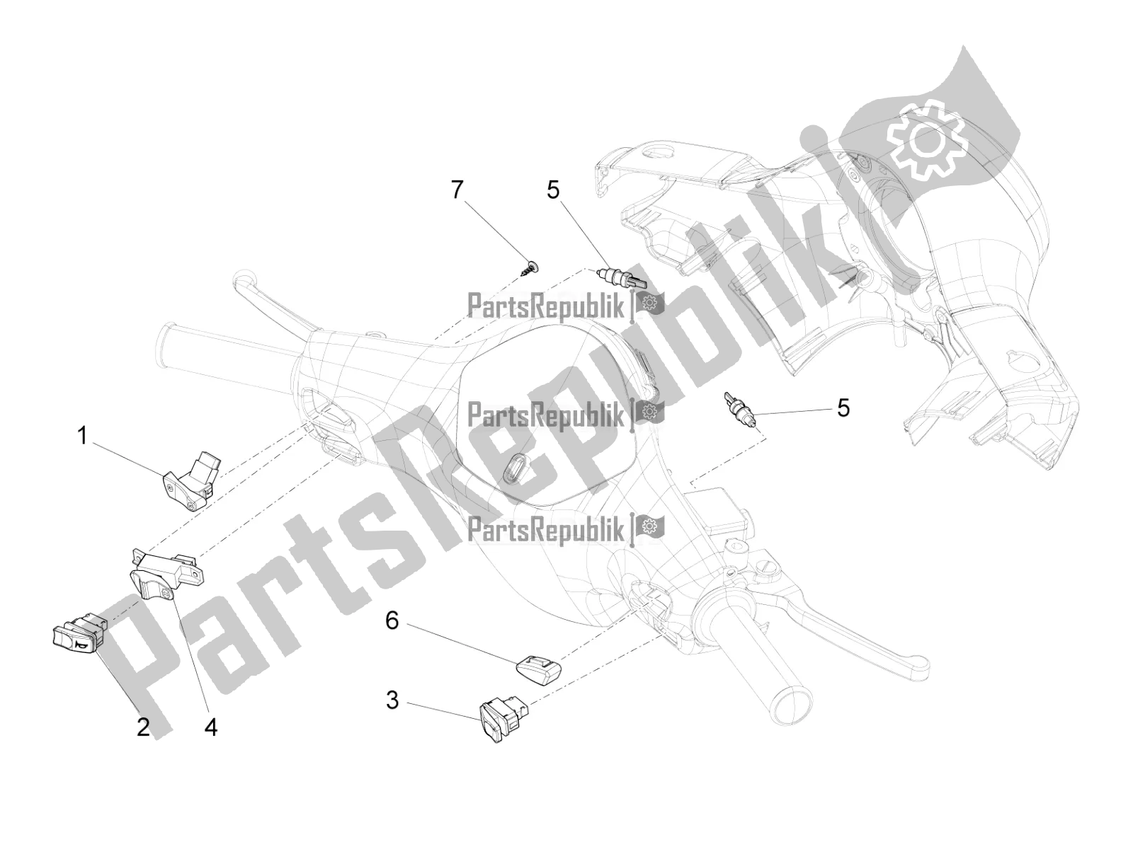 All parts for the Selectors - Switches - Buttons of the Vespa VXL 125 4T 3V Apac 2020