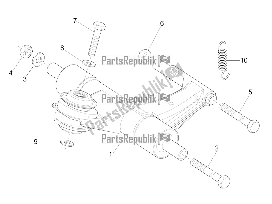 All parts for the Swinging Arm of the Vespa VXL 125 4T 3V Apac 2020