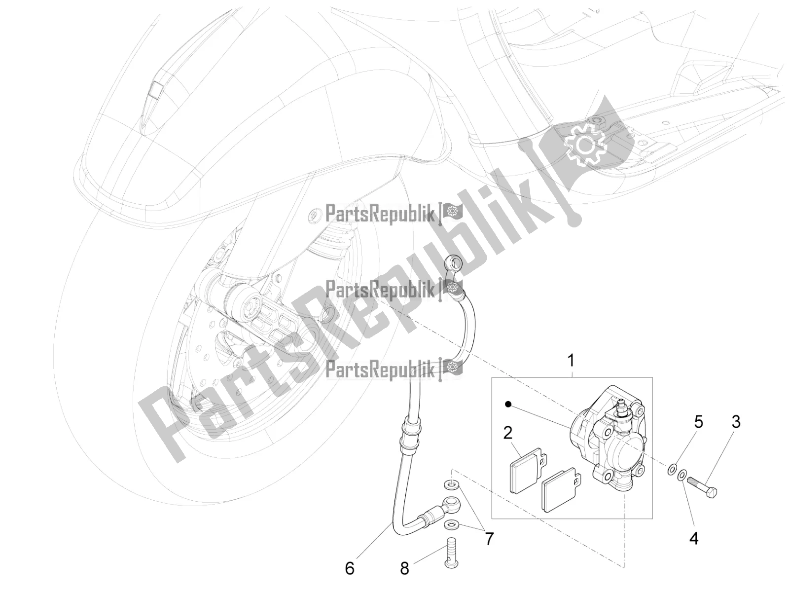 Todas as partes de Tubos De Freios - Pinças do Vespa VXL 125 4T 3V Apac 2021