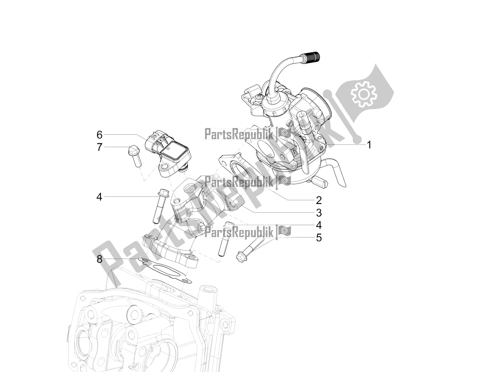 Toutes les pièces pour le Carburateur, Montage - Tuyau Union du Vespa VXL 125 4T 3V Apac 2021