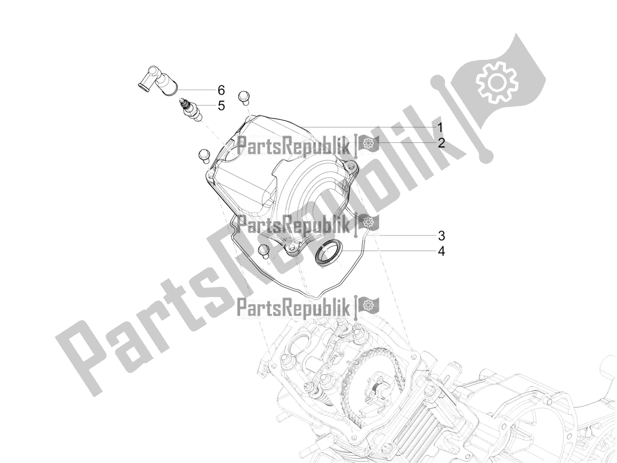 All parts for the Cylinder Head Cover of the Vespa VXL 125 4T 3V Apac 2021