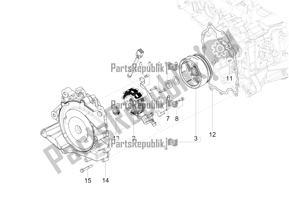 Toutes les pièces pour le Volant Magnéto du Vespa VXL 125 4T 3V Apac 2021