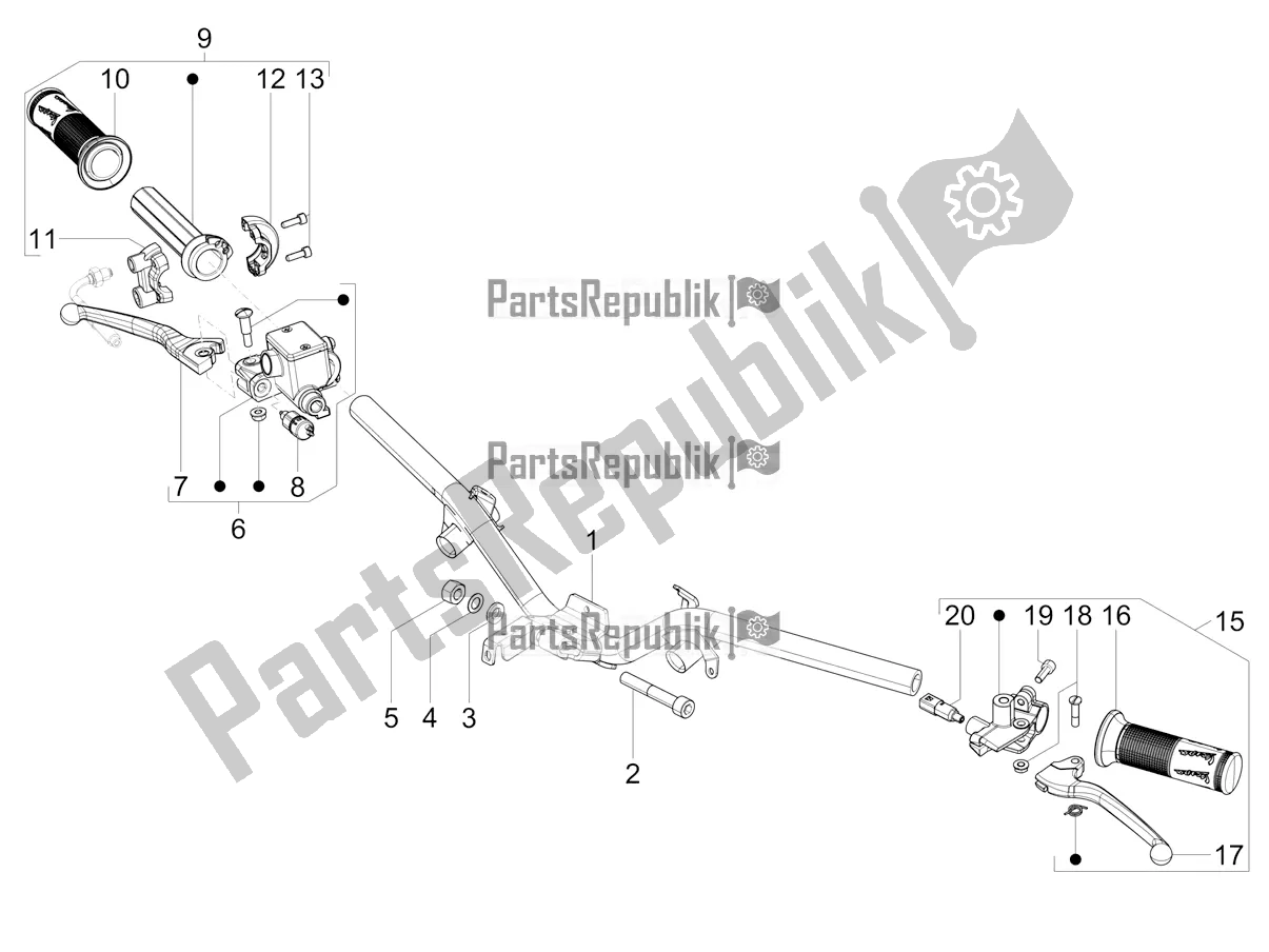 All parts for the Handlebars - Master Cil. Of the Vespa VXL 125 4T 3V Apac 2021