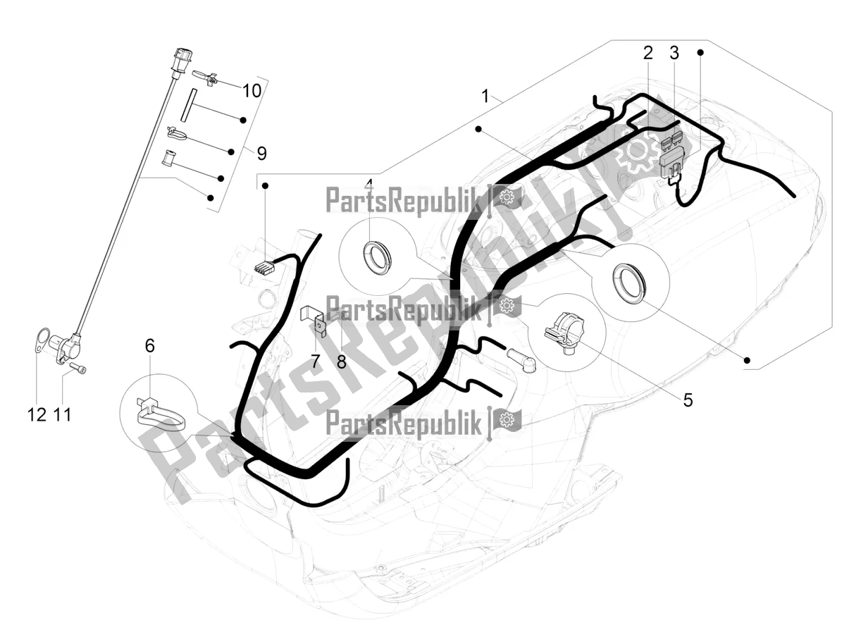 All parts for the Main Cable Harness of the Vespa VXL 125 4T 3V Apac 2021