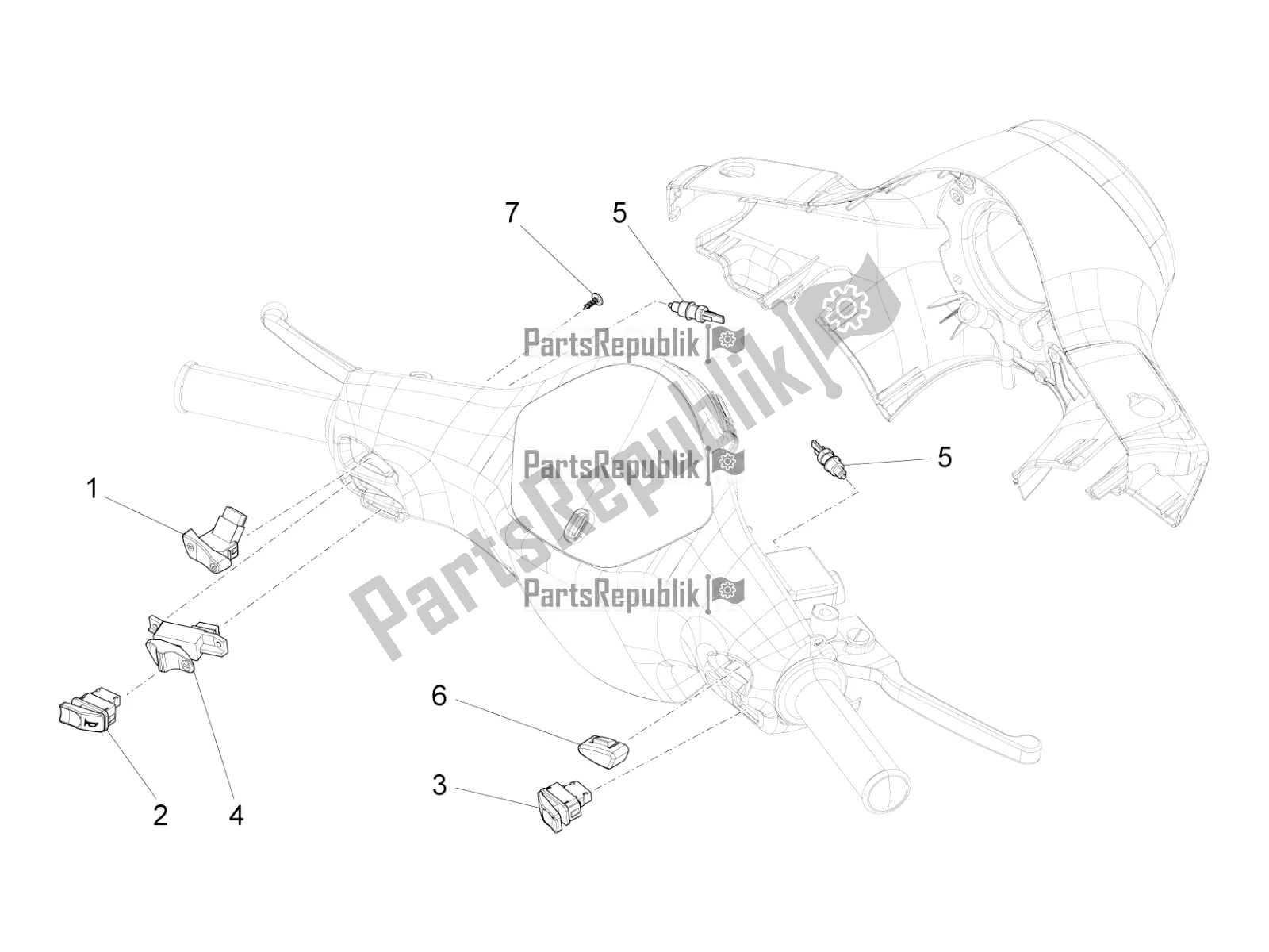 Alle onderdelen voor de Keuzeschakelaars - Schakelaars - Knoppen van de Vespa VXL 125 4T 3V Apac 2021