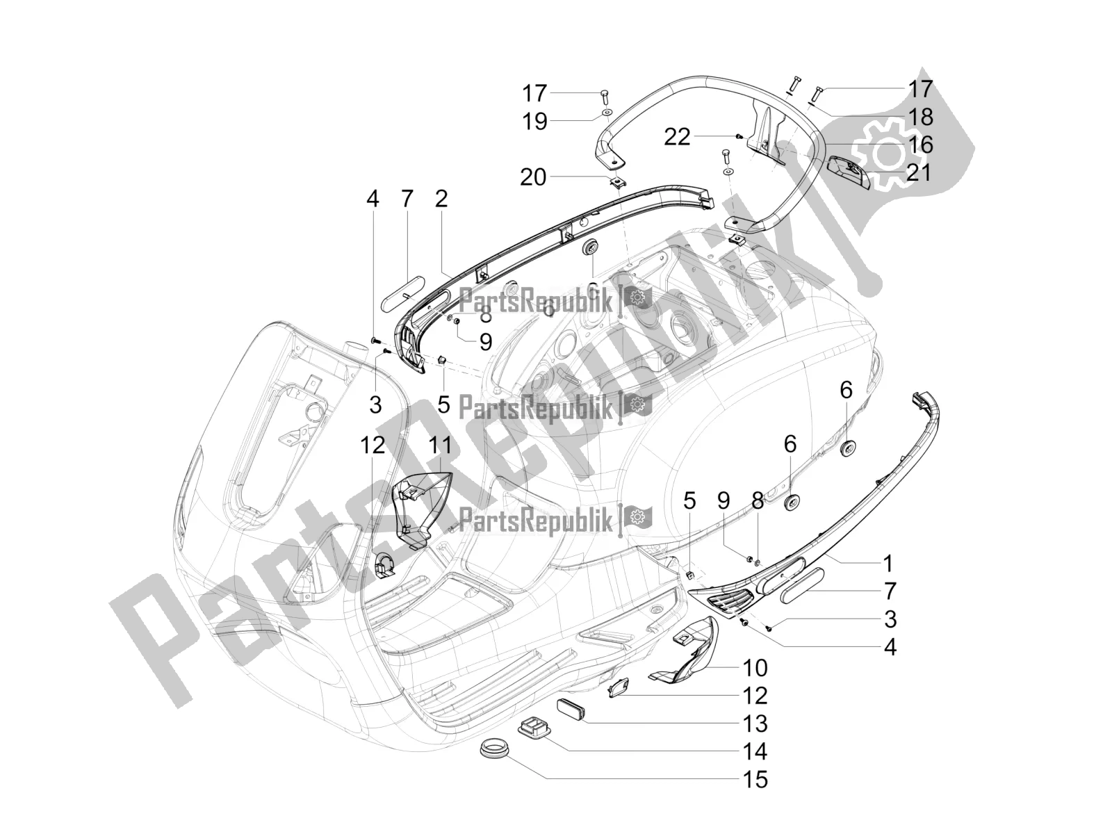 Wszystkie części do Boczna Os? Ona - Spojler Vespa VXL 125 4T 3V Apac 2021