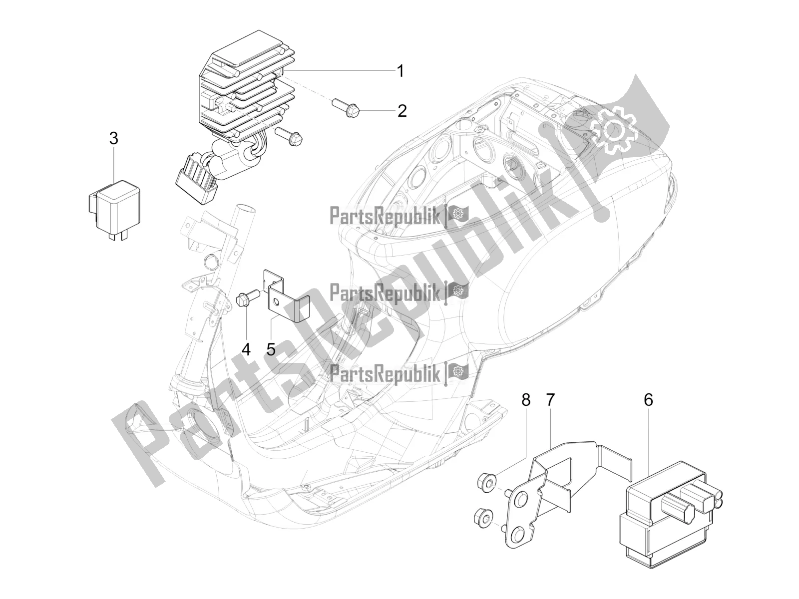 All parts for the Voltage Regulators - Electronic Control Units (ecu) - H. T. Coil of the Vespa VXL 125 4T 3V Apac 2021