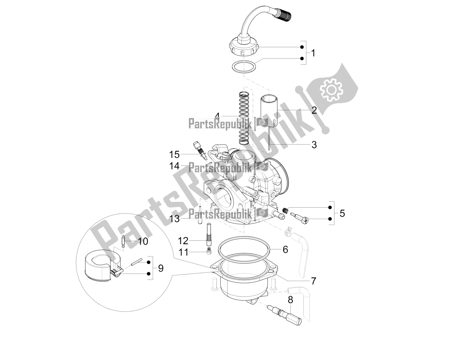 All parts for the Carburetor's Components of the Vespa VXL 125 4T 3V Apac 2022