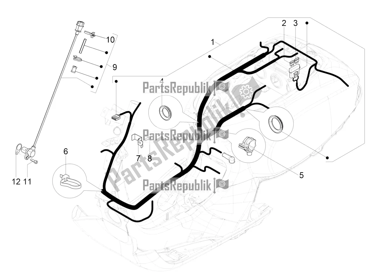 All parts for the Main Cable Harness of the Vespa VXL 125 4T 3V Apac 2022