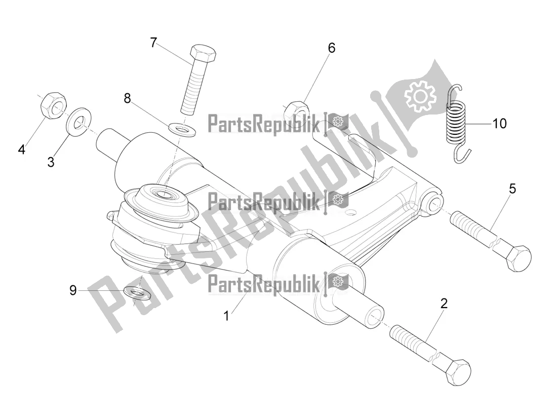 All parts for the Swinging Arm of the Vespa VXL 125 4T 3V Apac 2022
