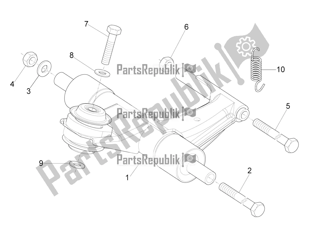 All parts for the Swinging Arm of the Vespa VXL 125 4T 3V Apac 2022