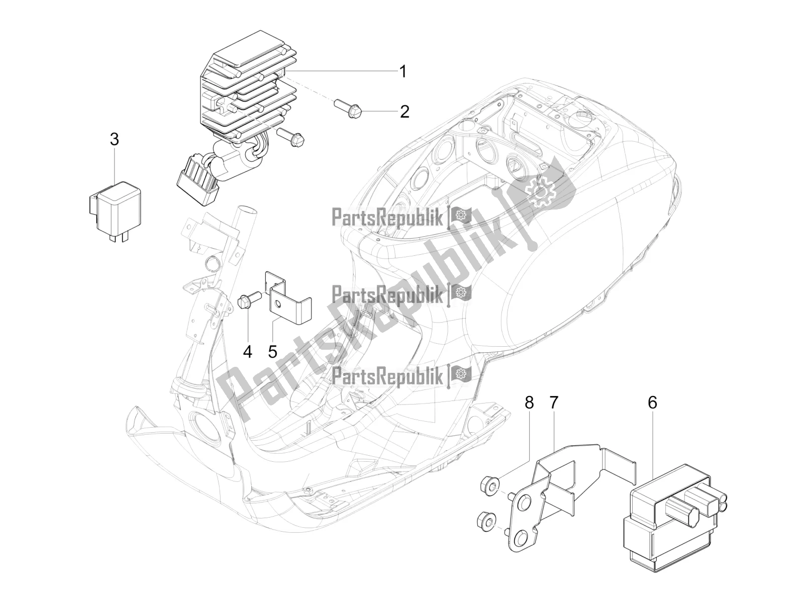 All parts for the Voltage Regulators - Electronic Control Units (ecu) - H. T. Coil of the Vespa VXL 125 4T 3V Apac 2022