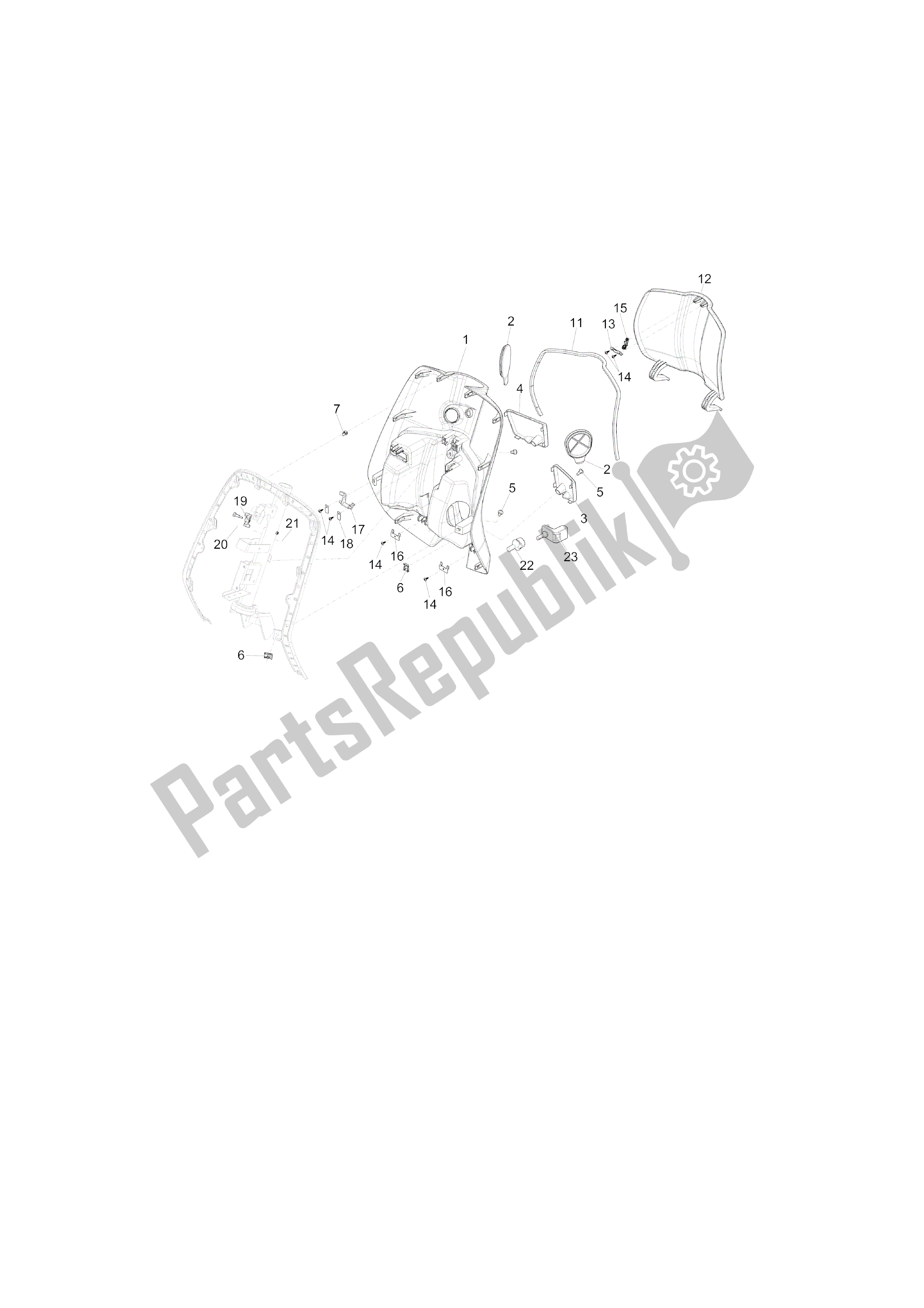 All parts for the Maletero Delantero - Contraescudo of the Vespa Primavera 50 2013 - 2014