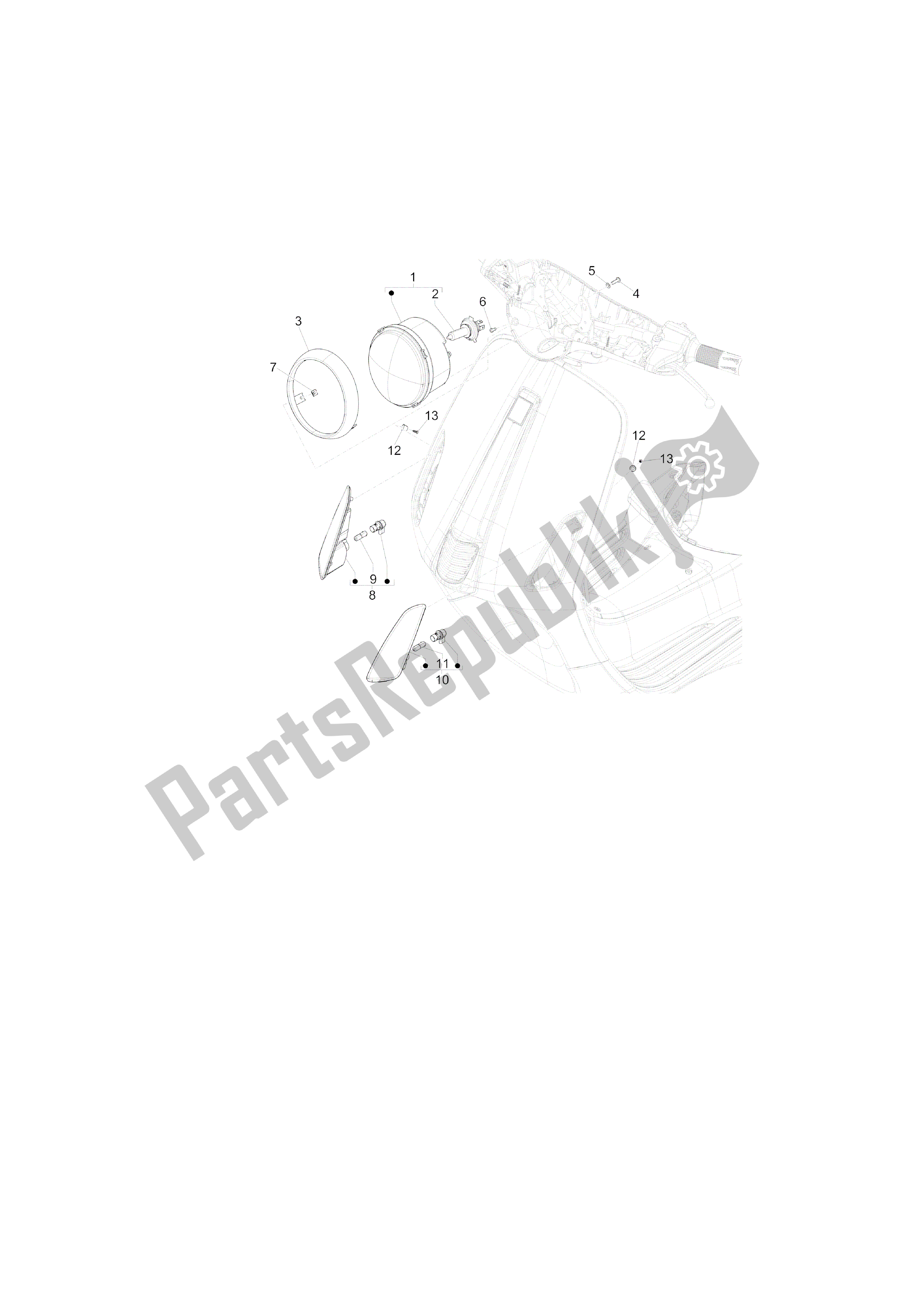 All parts for the Faros Delanteros - Indicadores De Dirección of the Vespa Primavera 50 2013 - 2014