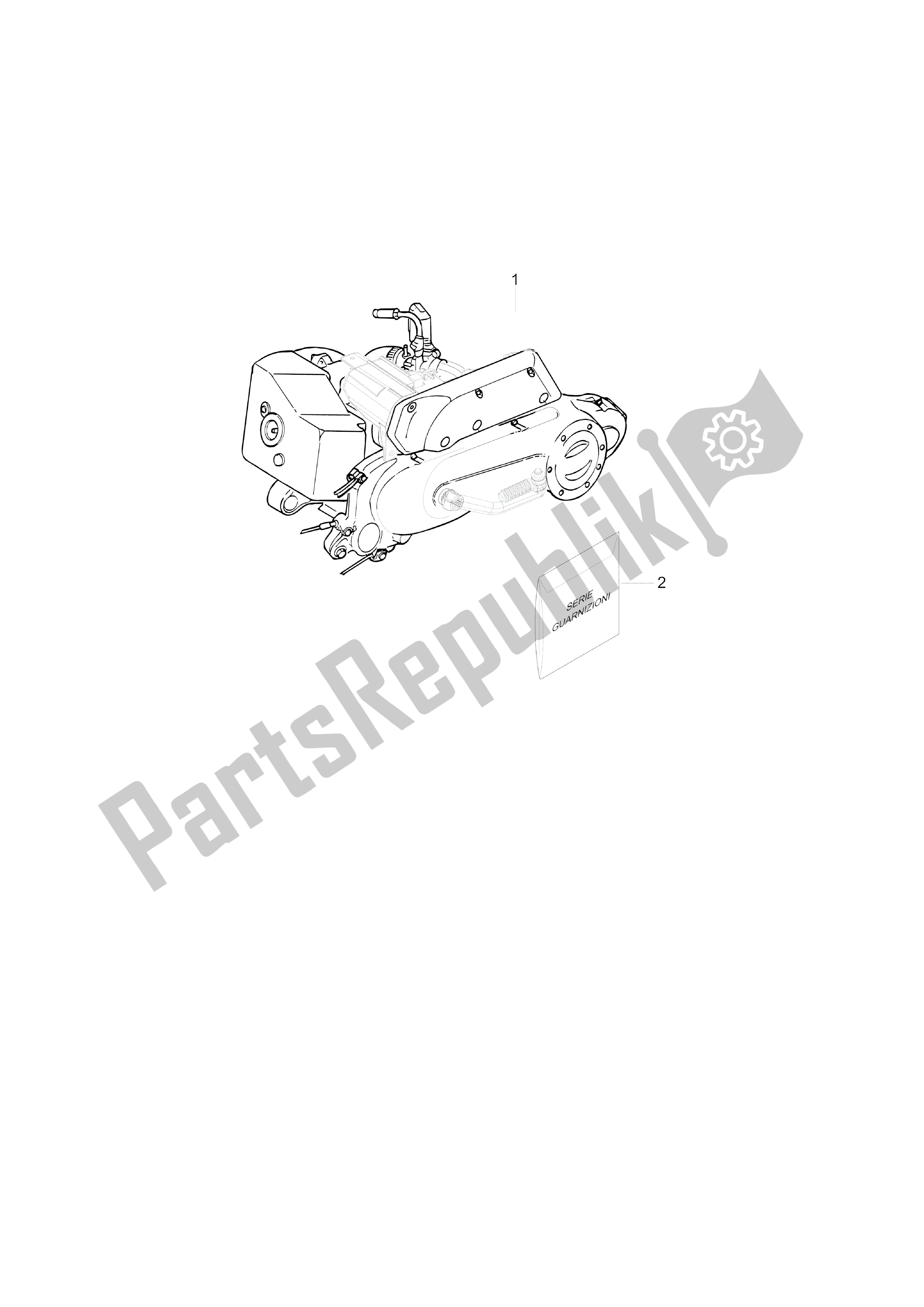 All parts for the Motor Completo of the Vespa Primavera 50 2013 - 2014