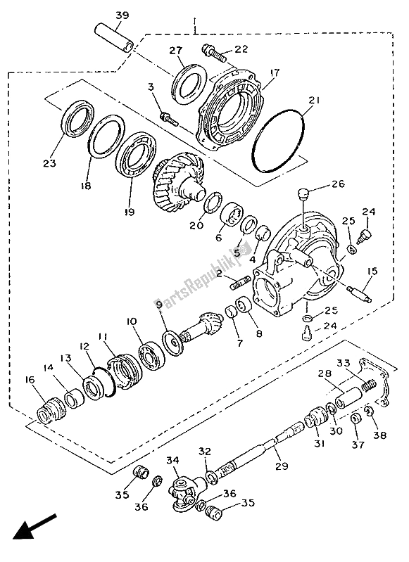 All parts for the Drive Shaft of the Yamaha XV 535 Virago 1989