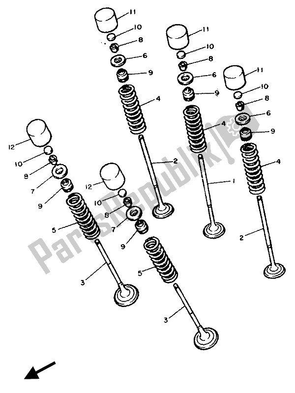 Toutes les pièces pour le Soupape du Yamaha FZ 750R 1989