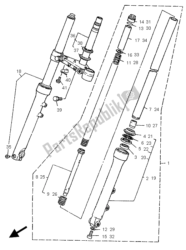 Tutte le parti per il Forcella Anteriore del Yamaha XV 125 1997